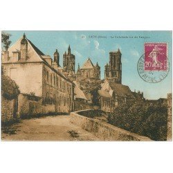 carte postale ancienne 02 LAON. La Cathédrale vue des Remparts