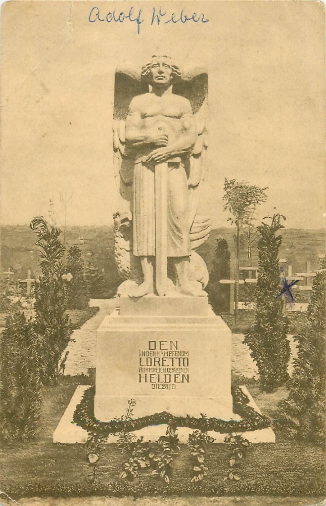 carte postale ancienne 62 LORETTO DENKMAL. Korpsfriedhof Lens 1915