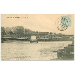 carte postale ancienne 14 RANVILLE. Le Pont et Train 1905