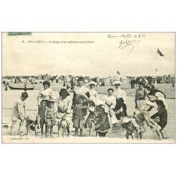 carte postale ancienne 14 RIVA-BELLA. Plage et Cabines 1910. Coin droit faible