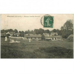 carte postale ancienne 95 AINCOURT. Hameau Lesville 1912 Eleveuses et Béliers