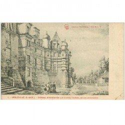 carte postale ancienne 95 AMBLEVILLE. Le Château que traverse l'Auflette 1912