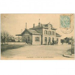 carte postale ancienne 95 ARGENTEUIL. La Gare de Grande Ceinture 1904 (un trou de punaise)...