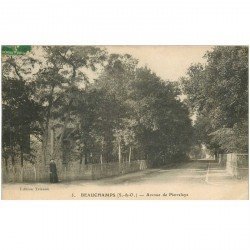 carte postale ancienne 95 BEAUCHAMPS. Avenue de Pierrelaye avec Curé 1915. Mini pli coin droit
