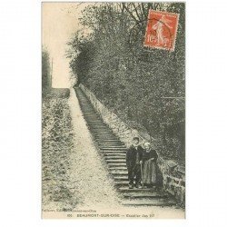 carte postale ancienne 95 BEAUMONT SUR OISE. Escalier des 117 en 1911