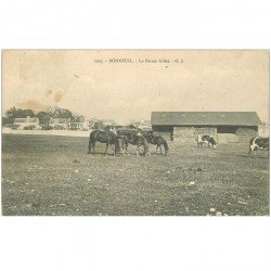 carte postale ancienne 95 BONNEUIL. La Ferme Gillet 1906 avec Vaches et Chevaux
