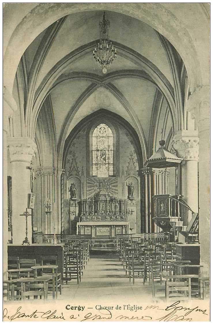 carte postale ancienne 95 CERGY. Choeur de l'eglise 1909