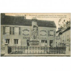 carte postale ancienne 95 CERGY. Monument devant Café de la Mairie Epicerie Charcuterie Leconte 1926