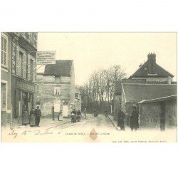 carte postale ancienne 95 CHARS. Hôtel des Voyageurs rue de la Gare 1904