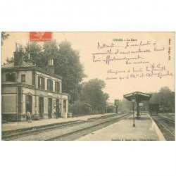 carte postale ancienne 95 CHARS. La Gare 1910
