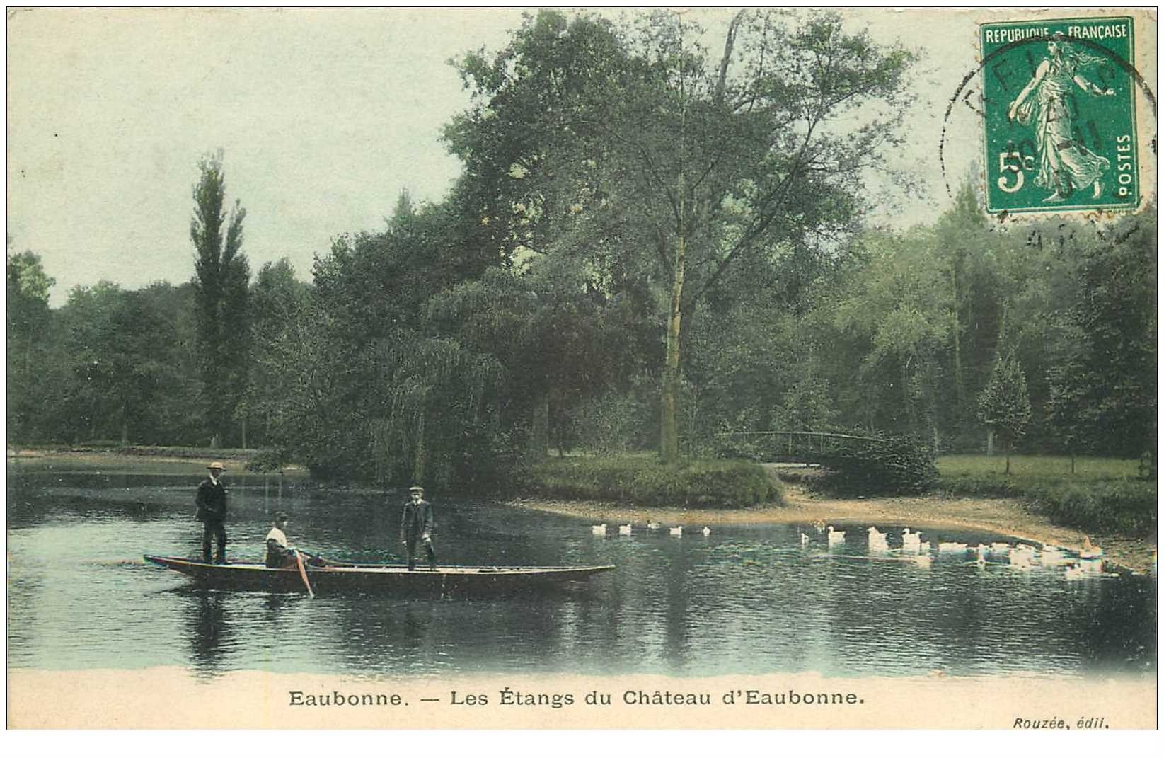 carte postale ancienne 95 EAUBONNE. Canotage sur les Etangs du Château 1907