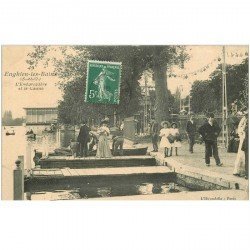 carte postale ancienne 95 ENGHIEN LES BAINS. Embarcadère et Casino 1908