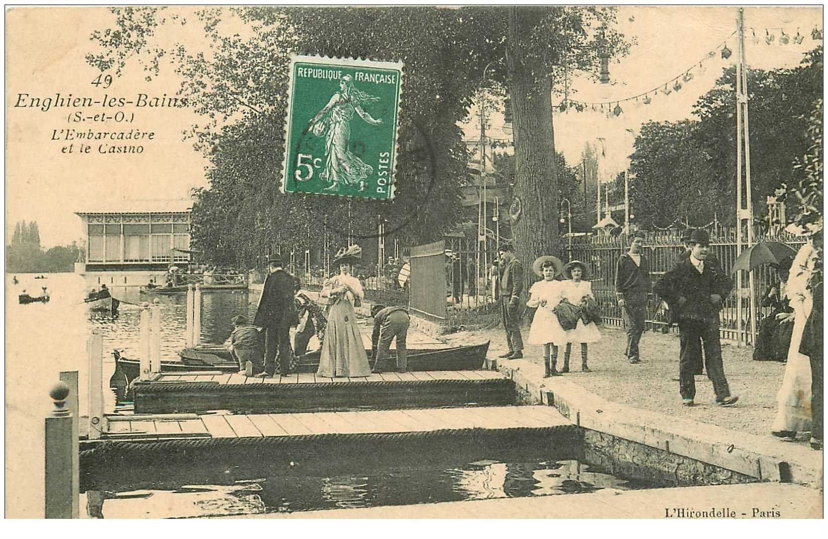 95 ENGHIEN-LES-BAINS. Embarcadère et Casino 1908