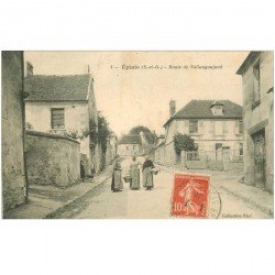 carte postale ancienne 95 EPIAIS. Route de Vallangoujard 1908