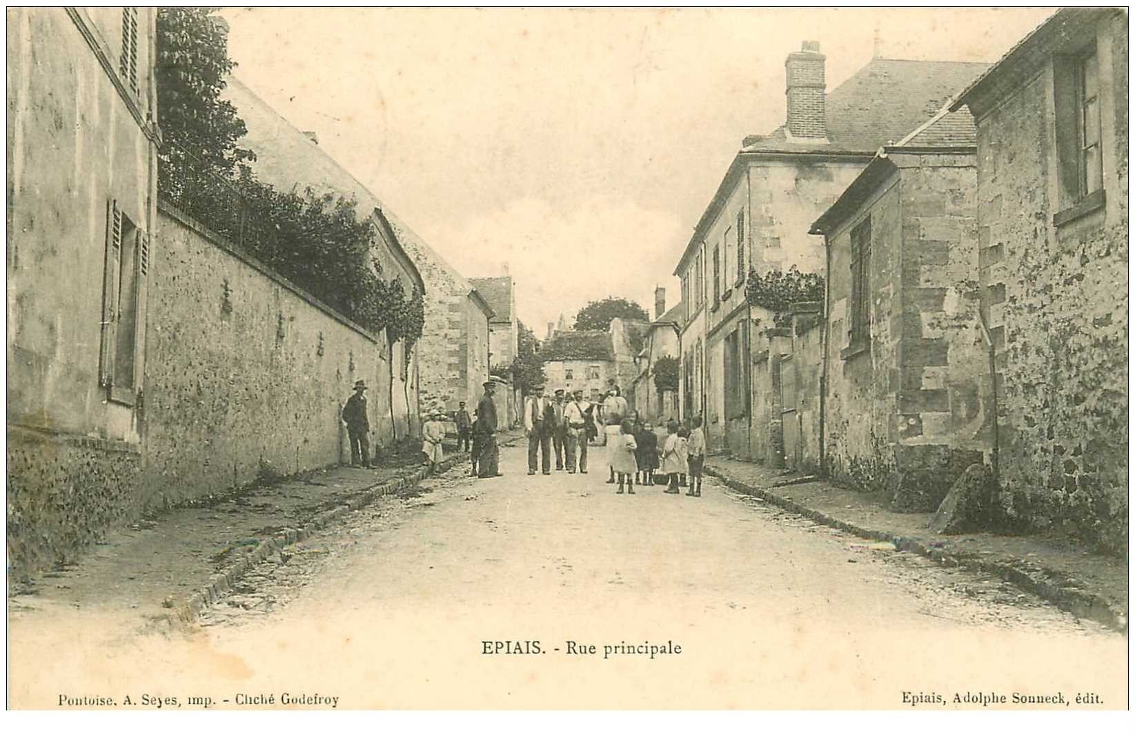 carte postale ancienne 95 EPIAIS. Rue Principale 1908