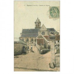 carte postale ancienne 95 EPIAIS. Ruelle de l'Eglise. Timbre Taxe et poinçon du Facteur 1907