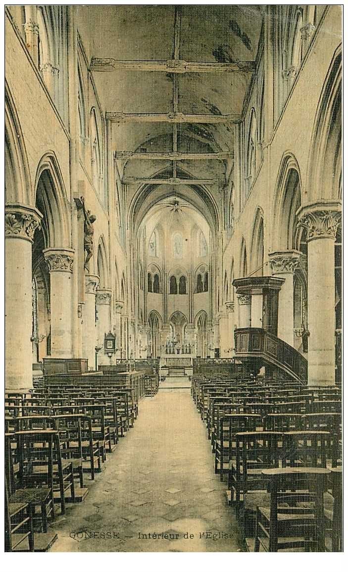 carte postale ancienne 95 GONESSE. Intérieur de l'Eglise carte toilée