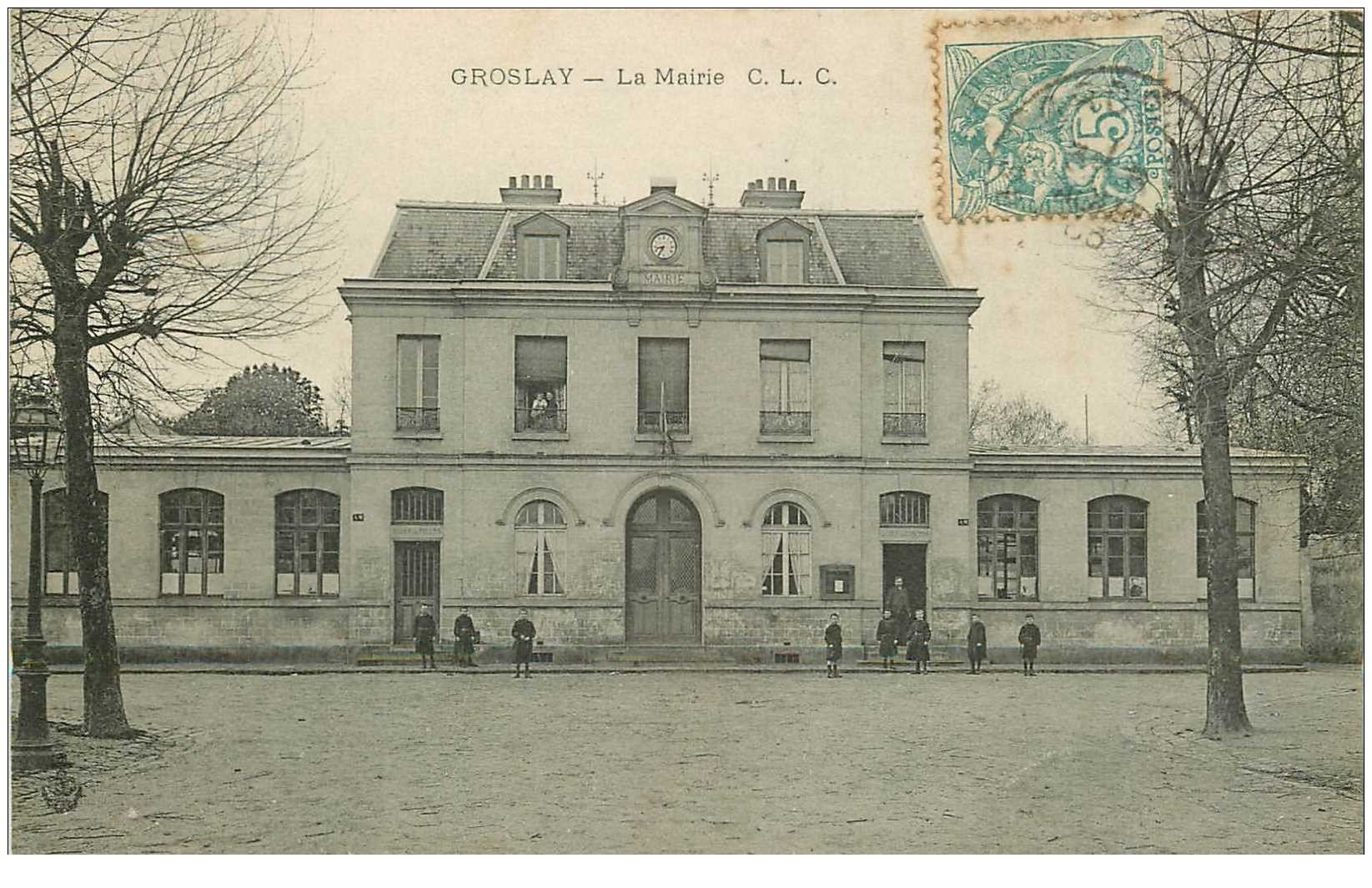 carte postale ancienne 95 GROSLAY. La Mairie 1905