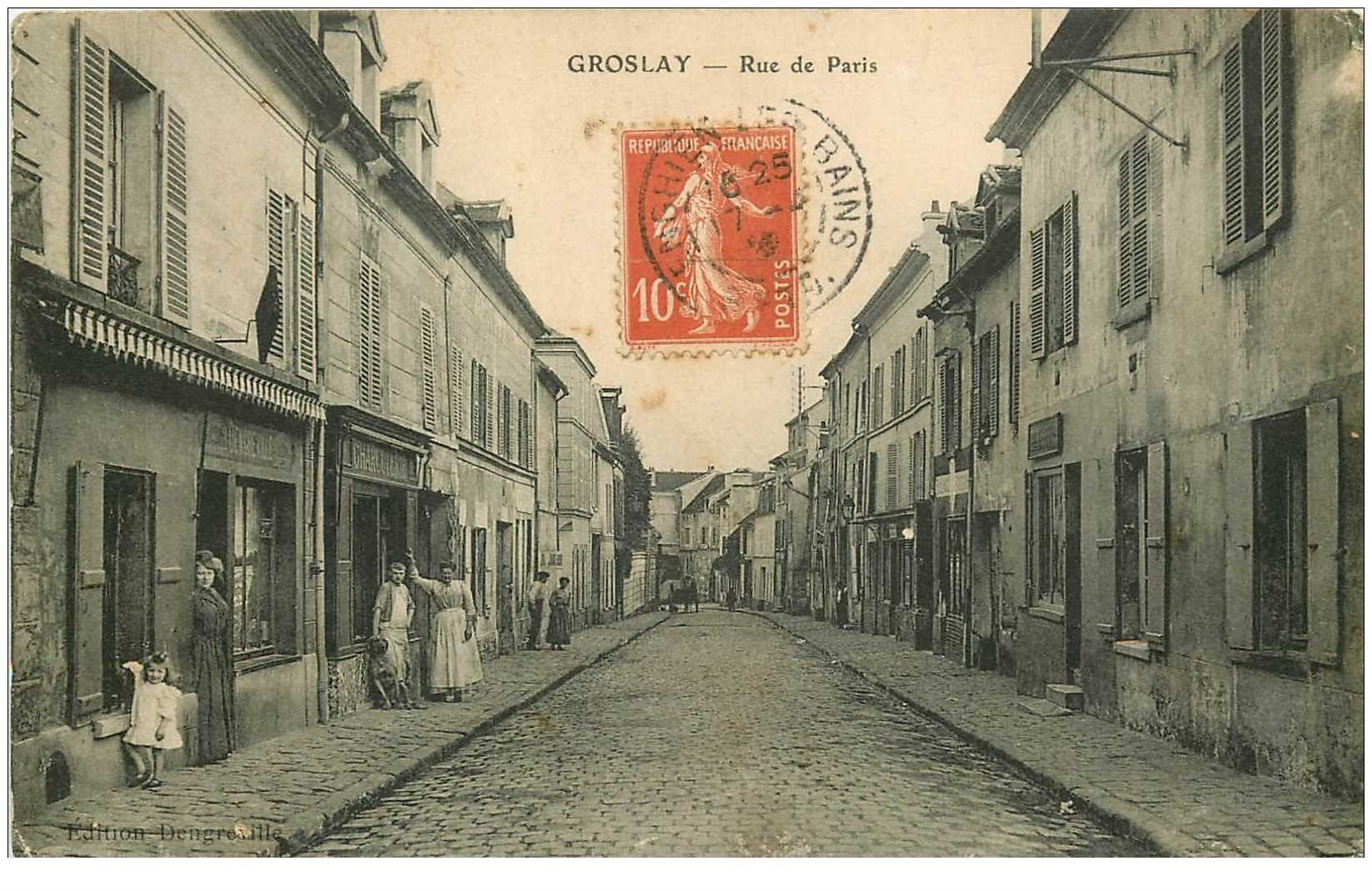 95 GROSLAY. Tabac et Charcuterie Rue de Paris 1911