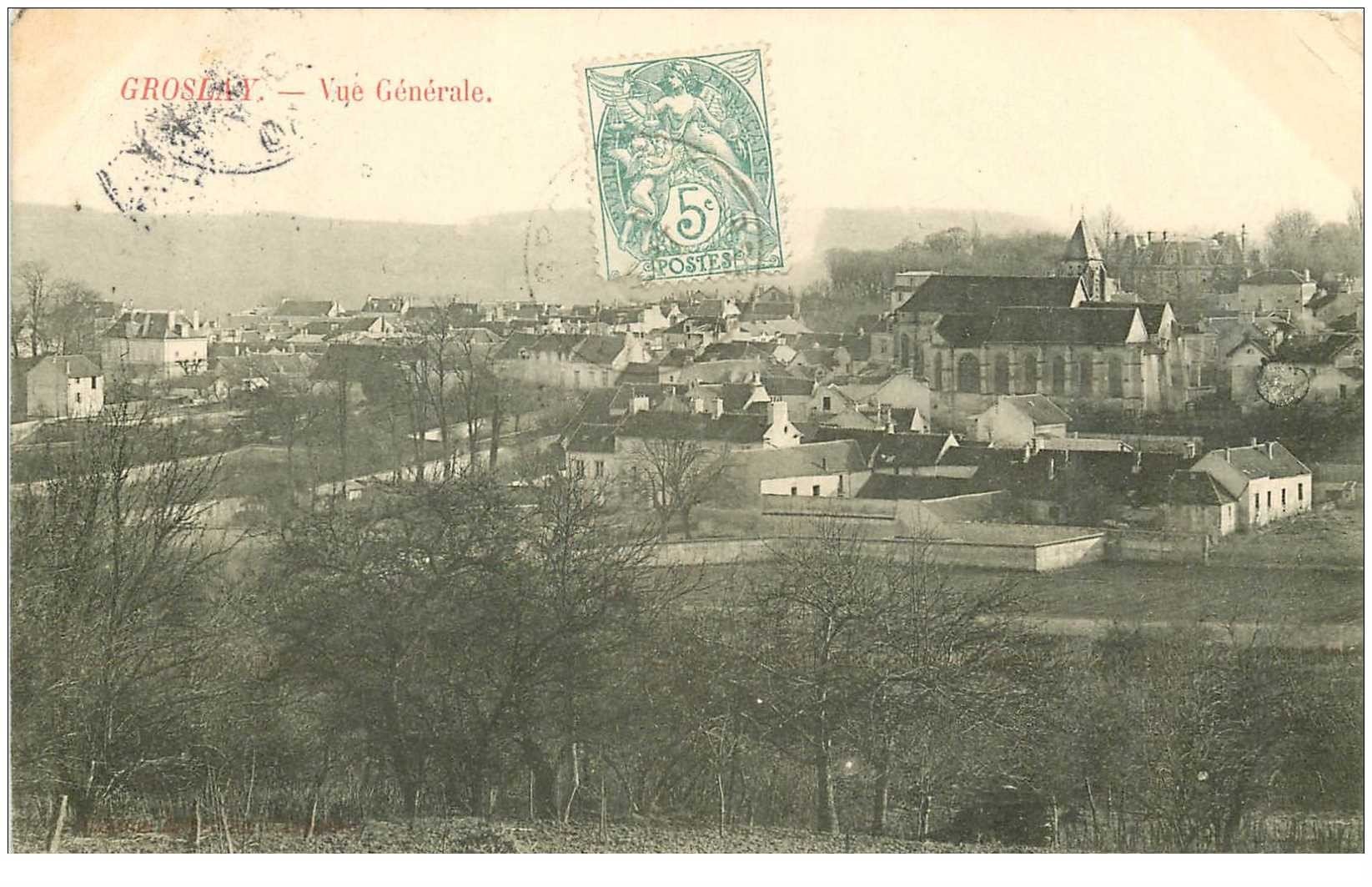 carte postale ancienne 95 GROSLAY. Vue générale 1906