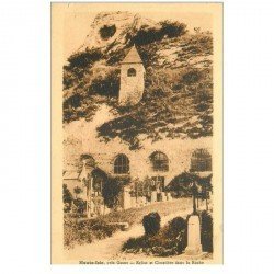 carte postale ancienne 95 HAUTE ISLE. Eglise et Cimetière dans la Roche