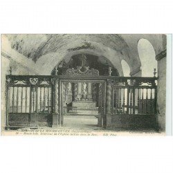 carte postale ancienne 95 HAUTE ISLE. Eglise taillée dans le Roc 1918