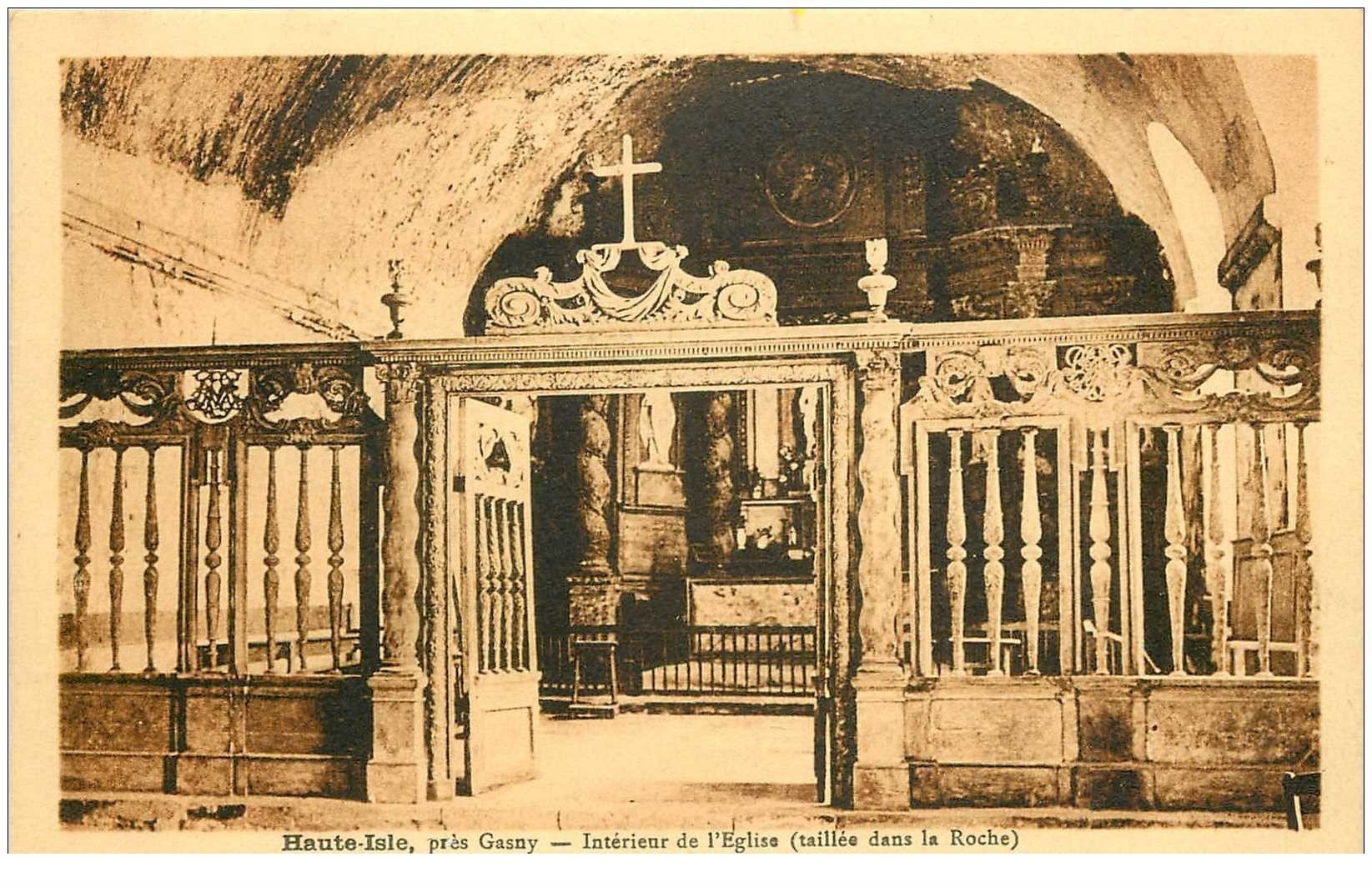 carte postale ancienne 95 HAUTE ISLE. Intérieur de l'Eglise