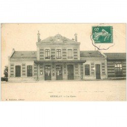 carte postale ancienne 95 HERBLAY. La Gare 1910