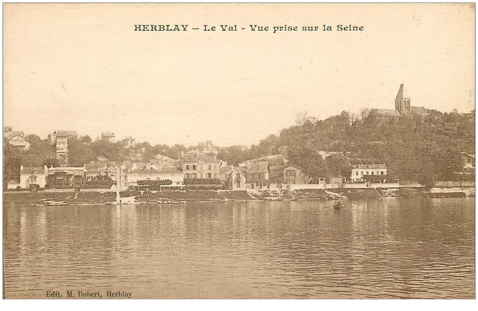 carte postale ancienne 95 HERBLAY. Le Val. Vue prise de la Seine