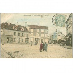 carte postale ancienne 95 HERBLAY. Rond Point de la Mairie vers 1907 Café Restaurant et Epicerie Limosin