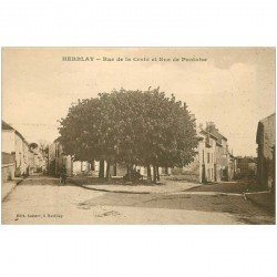 carte postale ancienne 95 HERBLAY. Rues de la Croix et de Pontoise cycliste