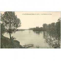 carte postale ancienne 95 LA FRETTE SUR SEINE. bords de Seine et Ponton
