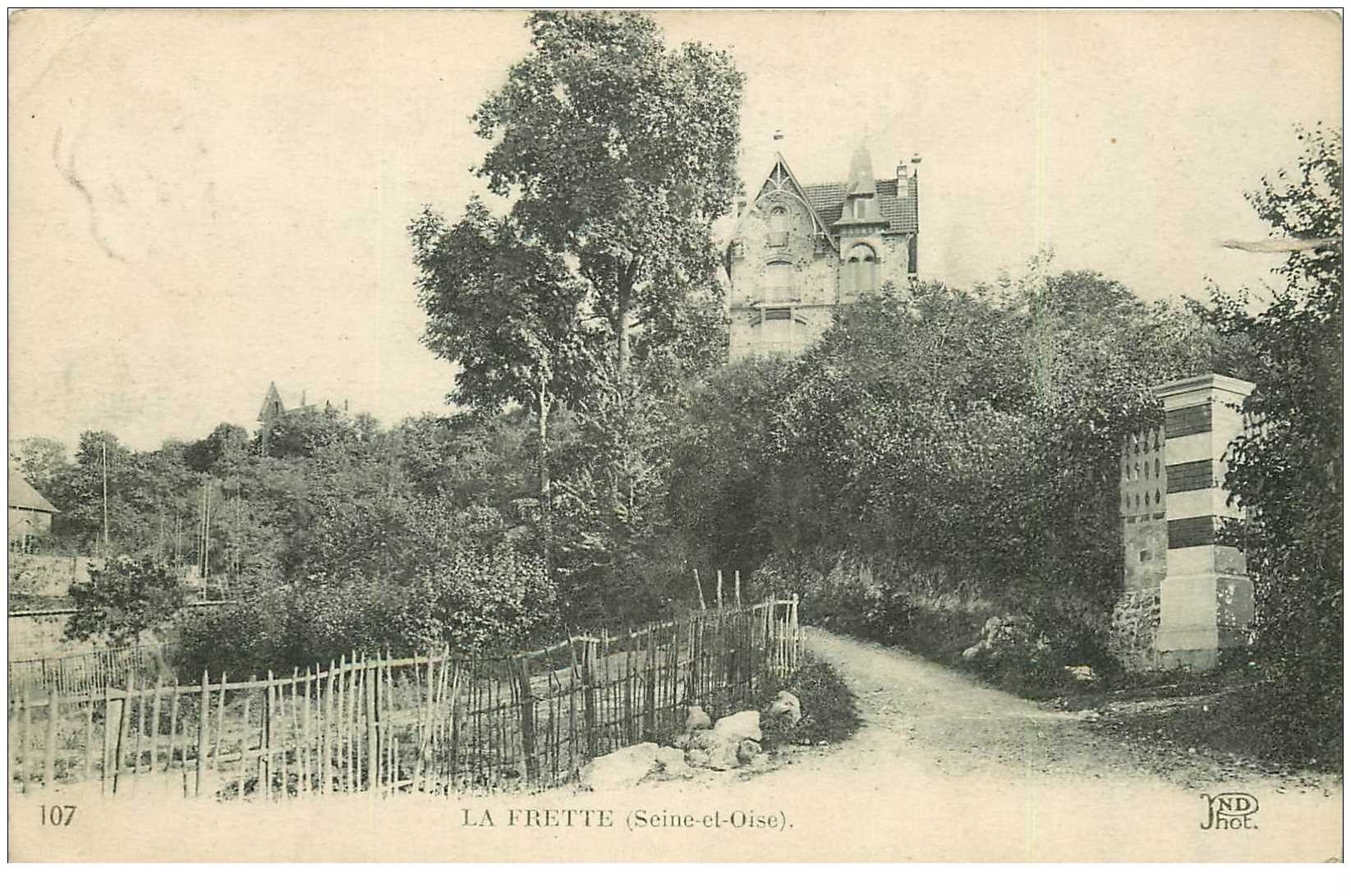 carte postale ancienne 95 LA FRETTE SUR SEINE. Chemin vers une Demeure 1922
