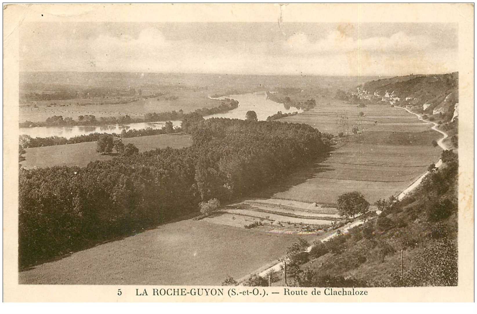 carte postale ancienne 95 LA ROCHE GUYON. Route de Clachaloze 1934