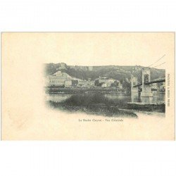 carte postale ancienne 95 LA ROCHE GUYON. Vue sur le Pont vers 1900