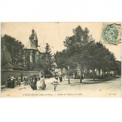 carte postale ancienne 95 L'ISLE ADAM. Abside de l'Eglise et Allée 1907