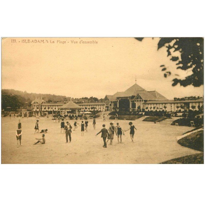 Carte Postale Ancienne La Plage de l'Isle Adam S et O les Piscines et