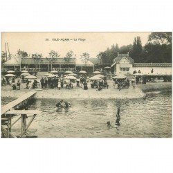 carte postale ancienne 95 L'ISLE ADAM. La Plage 1914