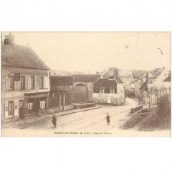 carte postale ancienne 95 MAGNY EN VEXIN. Rue de Rouen 1918 Hôtel de Rouen Café Billard Lefevre Diot