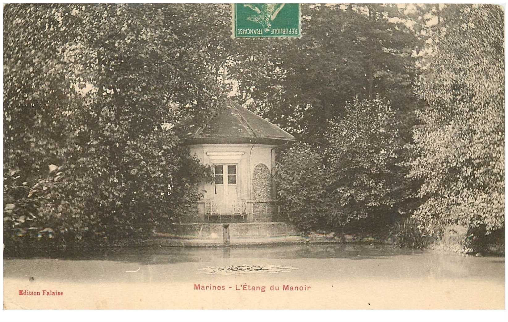carte postale ancienne 95 MARINES. Etang du Manoir 1914