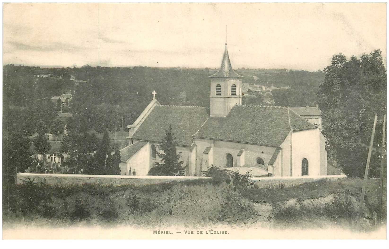 carte postale ancienne 95 MERIEL. L'Eglise vers 1900