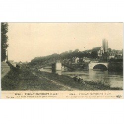 carte postale ancienne 95 PERSAN BEAUMONT. Le Pont détruit par le Génie français 1914
