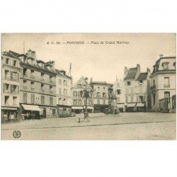 carte postale ancienne 95 PONTOISE. Café du Marché Place du Grand Martroy 1938 Familistère