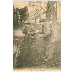 carte postale ancienne 95 PONTOISE. Deux Pêcheurs à la ligne. Pêches et Poissons