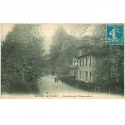 carte postale ancienne 95 SAINT LEU LA FORET. Promeneurs Chemin de l'Eauriette