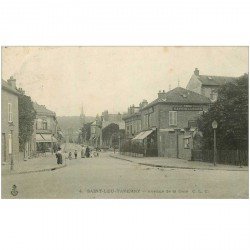 carte postale ancienne 95 SAINT LEU TAVERNY. Avenue de la Gare 1906 Café Tabac et Restaurant Français