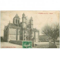 carte postale ancienne 95 VETHEUIL. Eglise 1917