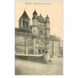 carte postale ancienne 95 VETHEUIL. Eglise animation