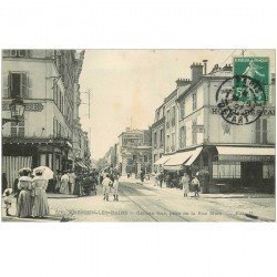 carte postale ancienne 95 ENGHIEN LES BAINS. Rue mora 1907 Restaurant du Loiret Boucherie Langlois et Hôtel