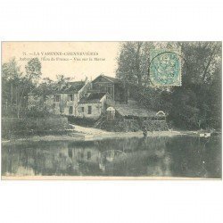 carte postale ancienne 94 LA VARENNE CHENNEVIERES. La Marne et Auberge de l'Ecu de France